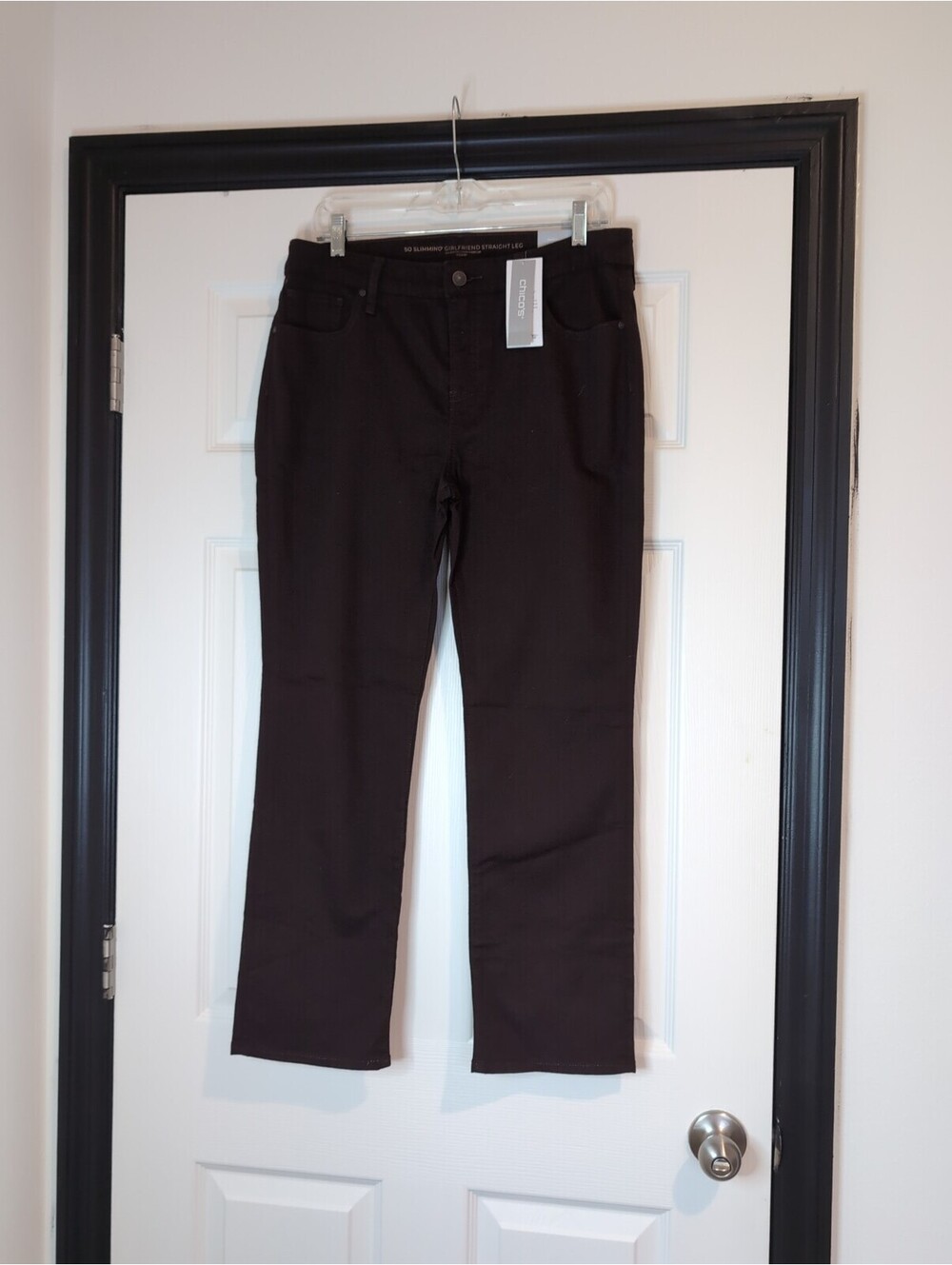Size 10 petite NWT dark brown Chicos so slimming girlfriend straight leg jeans